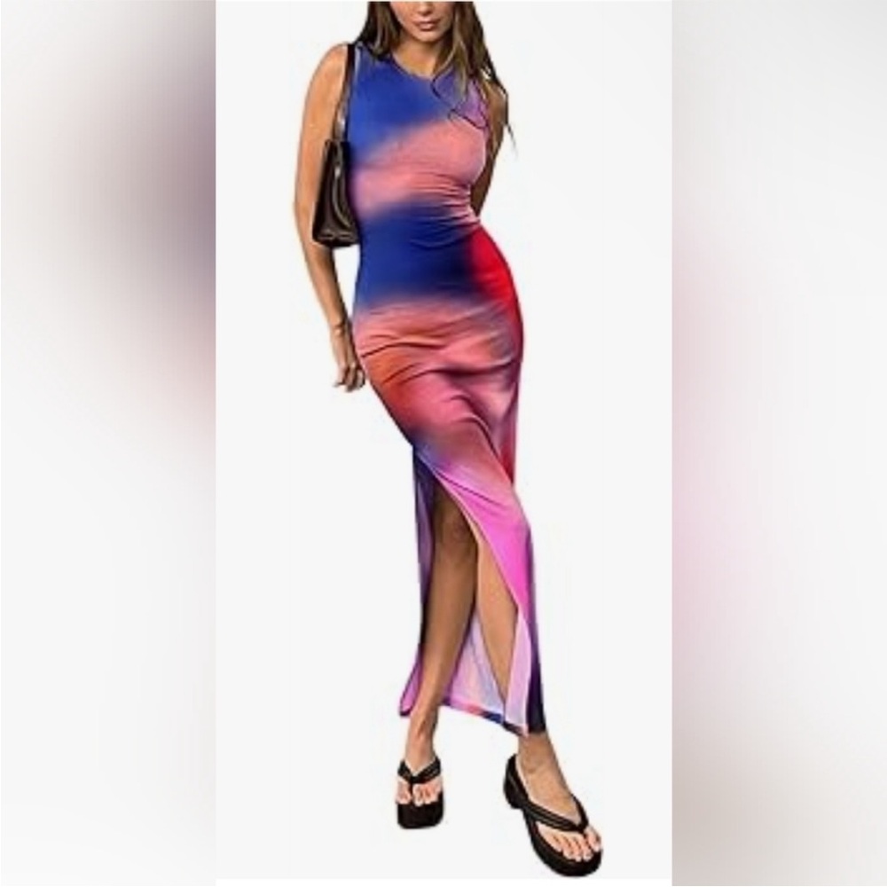 Multicolor Sleeveless Maxi Dress - Picture 5 of 6